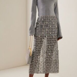 Johanna Ortiz silver metal 3 piece skirt set Deep Life  8 nwt